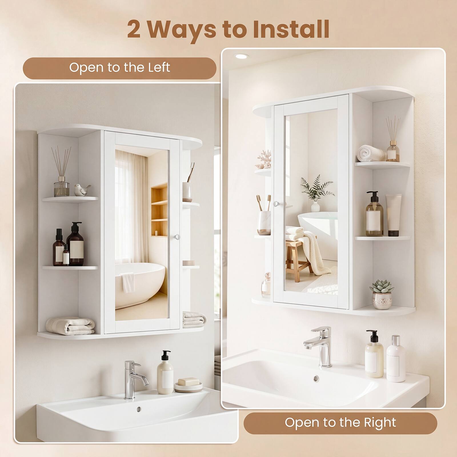 2 Ways to Install  
Open to the Left  
Open to the Right