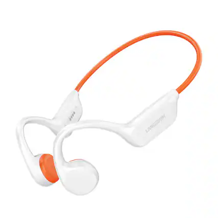 Front. PRIMEPLUS - Swimming IPX8 Waterproof Bone Conduction Headphones, Bluetooth 5.4 & MP3 Mode Headset Sports Wireless Earbuds - Orange.