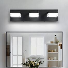 HOMLUX - 18.11 in. 3 Lights Black LED Vanity Light Bar with Acrylic Shade