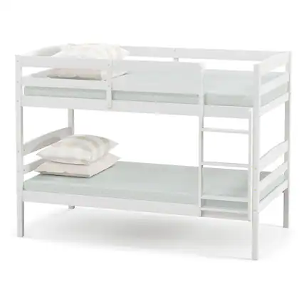 Front. Gymax - Gymax Twin Over Twin Bunk Bed Wooden Convertible Into 2 Beds High Guardrails White - White.