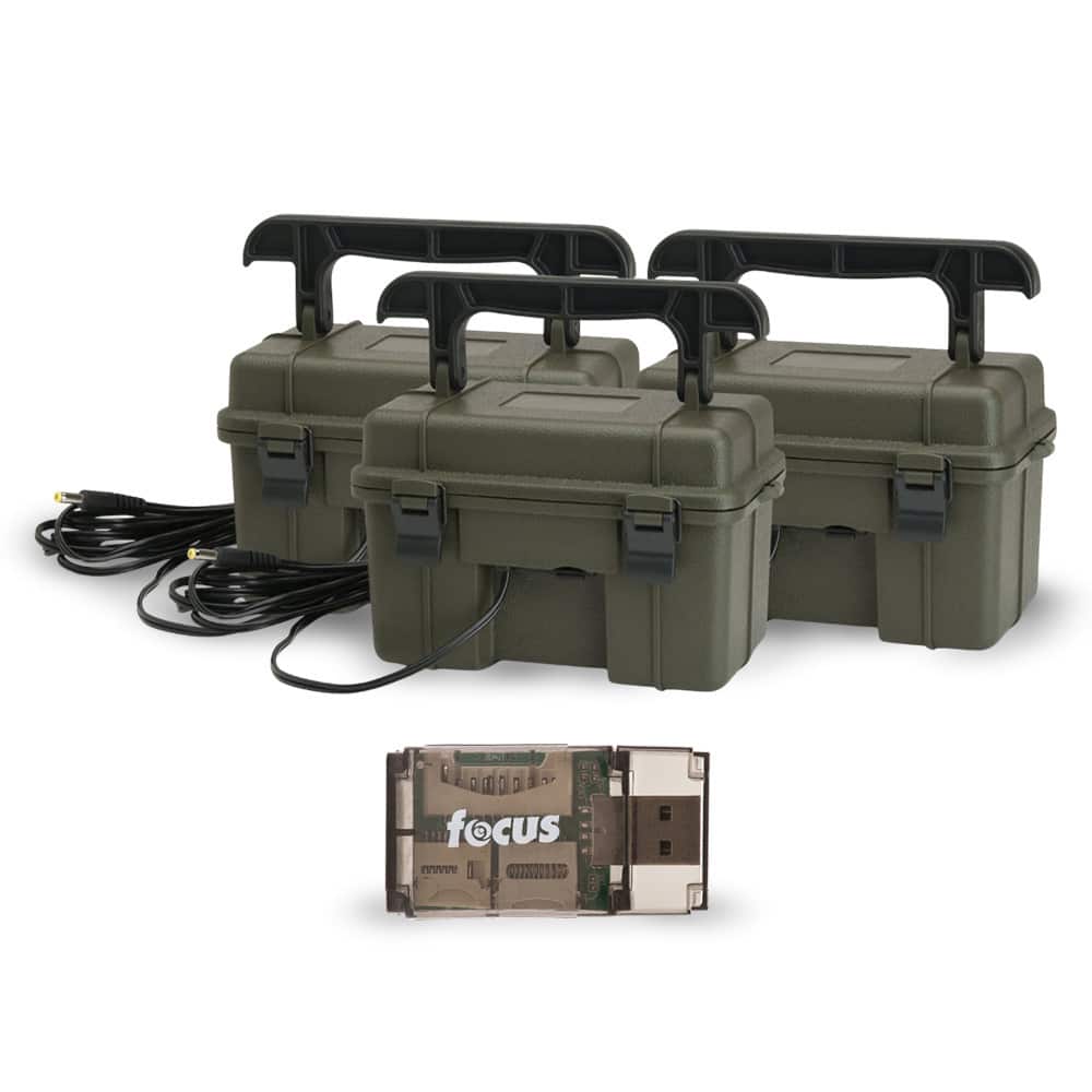 Stealth Cam - 12V Weatherproof Battery Box (3-Pack, Dark Green) Bundle