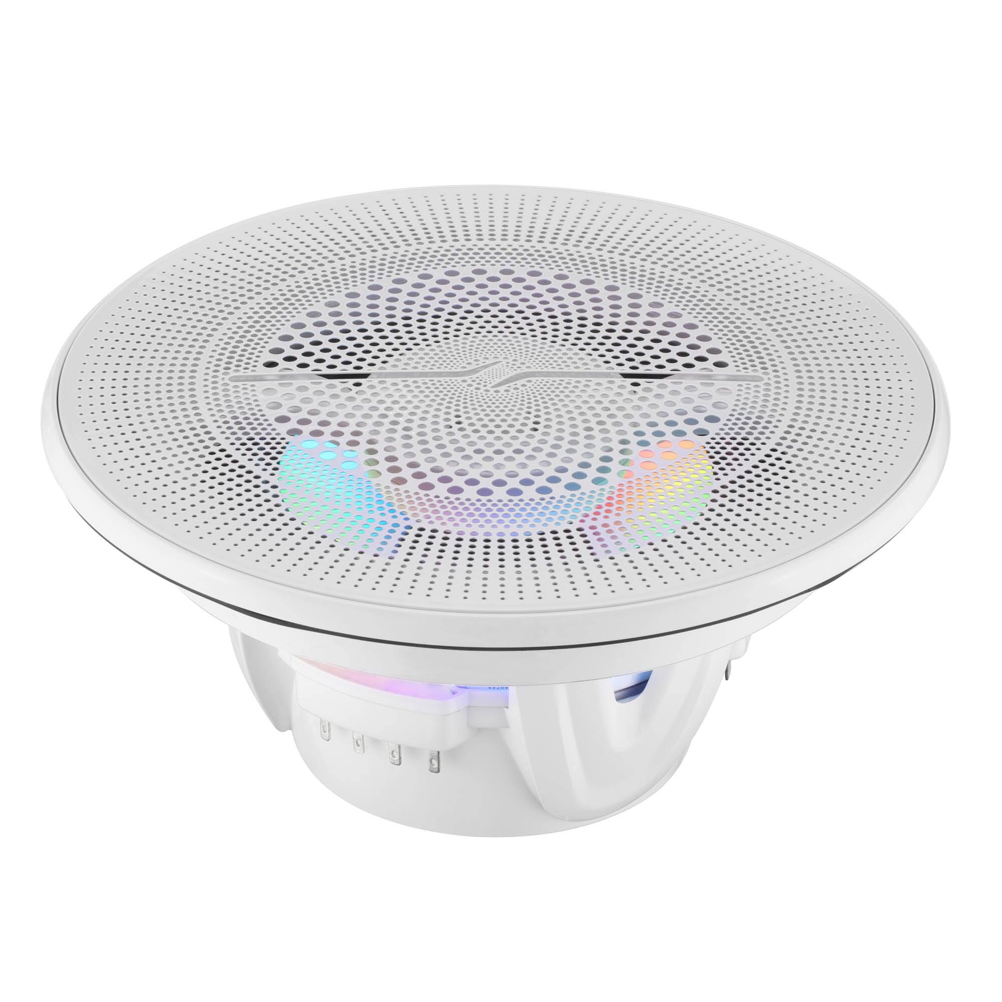 Angle. DS18 Audio - NXL 6.5" 2-way Coaxial Speaker with Built-in Driver and Grille (Pair), 150W RMS 4-Ohm - White.