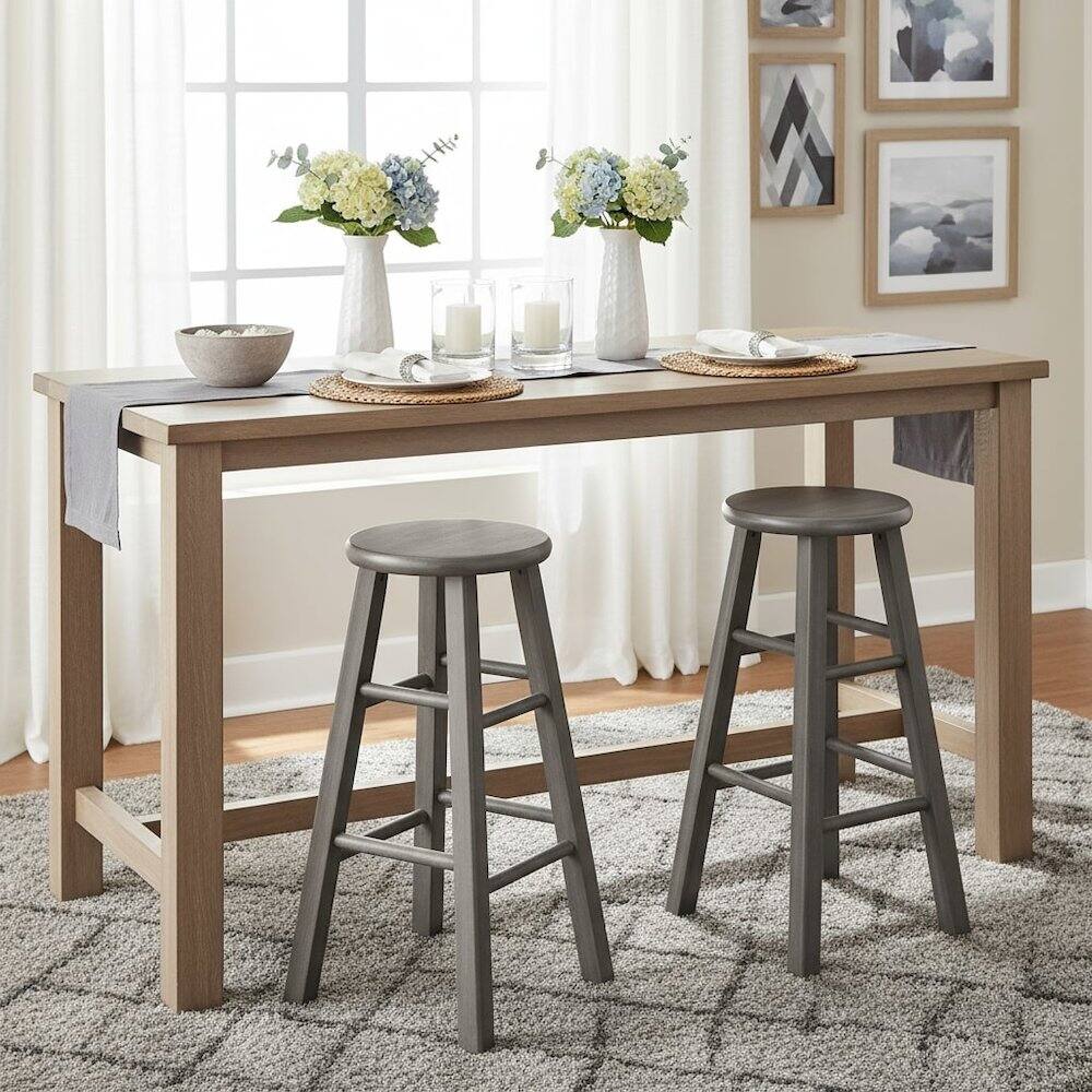 Alt View 1. FurniFact - 24 Inch Counter Stool - Rustic Gray.