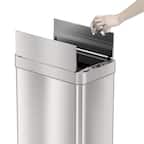 Left. iTouchless - 13 Gallon Touchless Sensor Wings Lid Trash Can with Pet-Proof Lid and AbsorbX Odor Control, Stainless Steel Kitchen Bin - Silver.