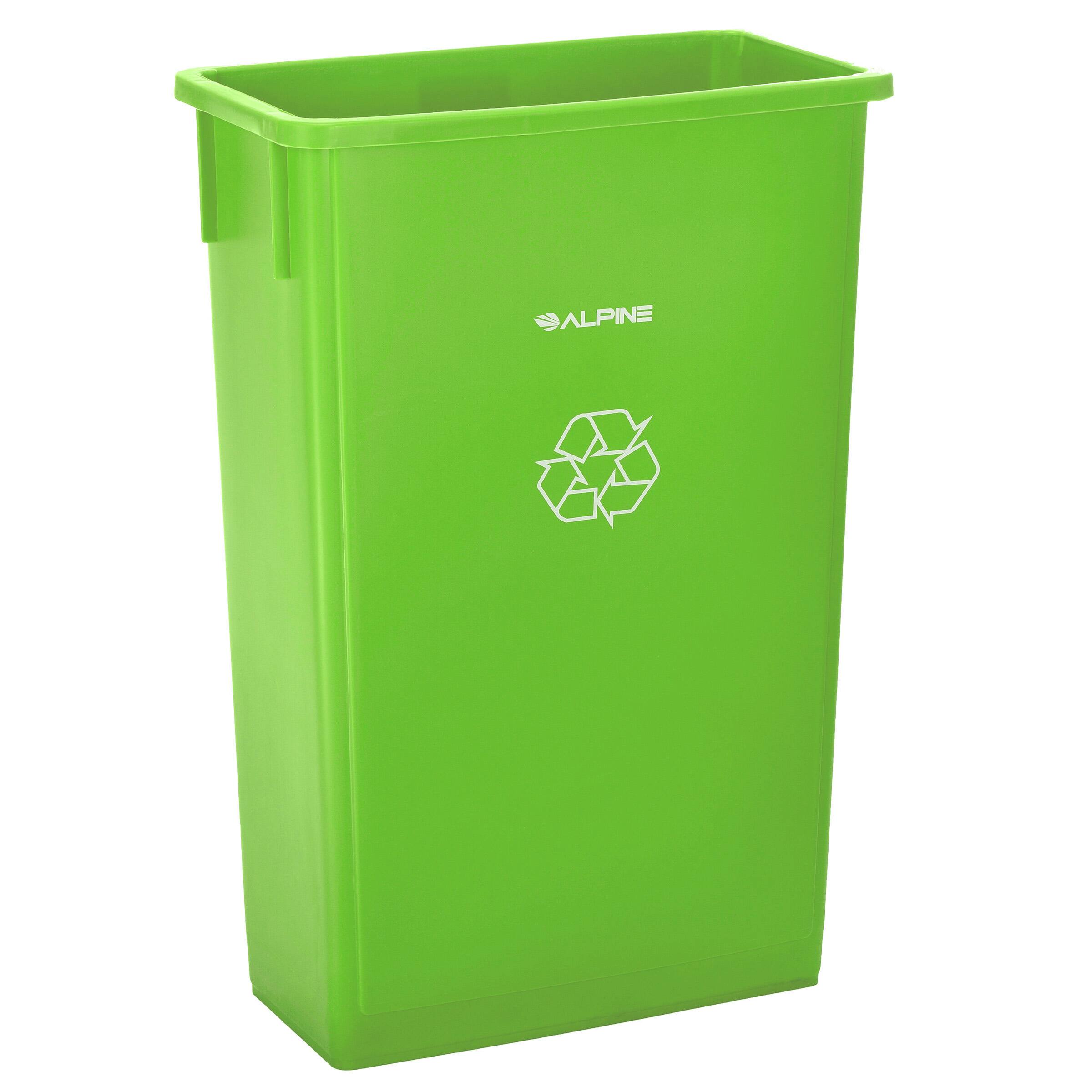 Front. Alpine Industries - 23 Gallon Slim Indoor Recycling Bin or Trash Can - Lime Green.