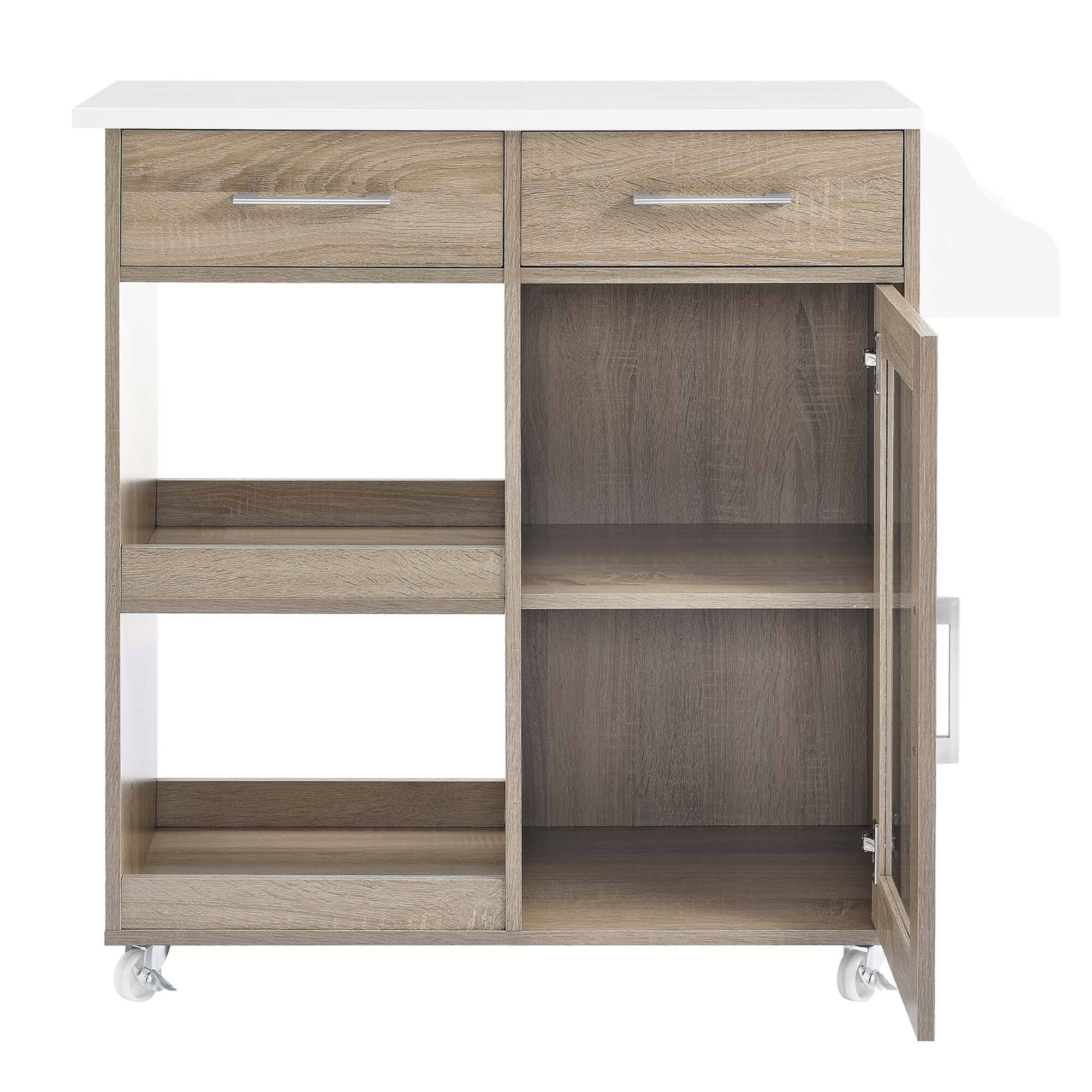 Alt View 5. Modway - Culinary Kitchen Cart With Spice Rack by Modway - Oak White.