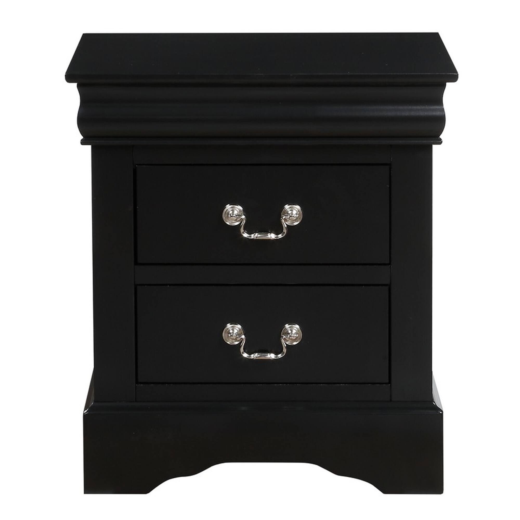 Alt View 1. Manhattan Lane - Traditional 2 Drawers wood Nightstand By Louis Philippe III - Black.