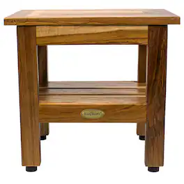 EcoDecors - 14" Eleganto Shaving Foot Stool With Shelf - Natural