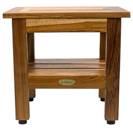 Front. EcoDecors - EcoDecors 14" Eleganto Shaving Foot Stool With Shelf - Natural.