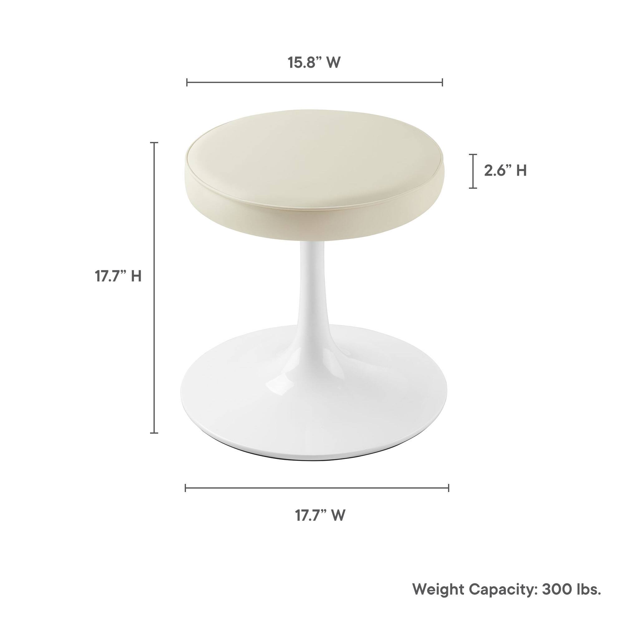 15.8" W  
2.6" H  
17.7" H  
17.7" W  
Weight Capacity: 300 lbs.