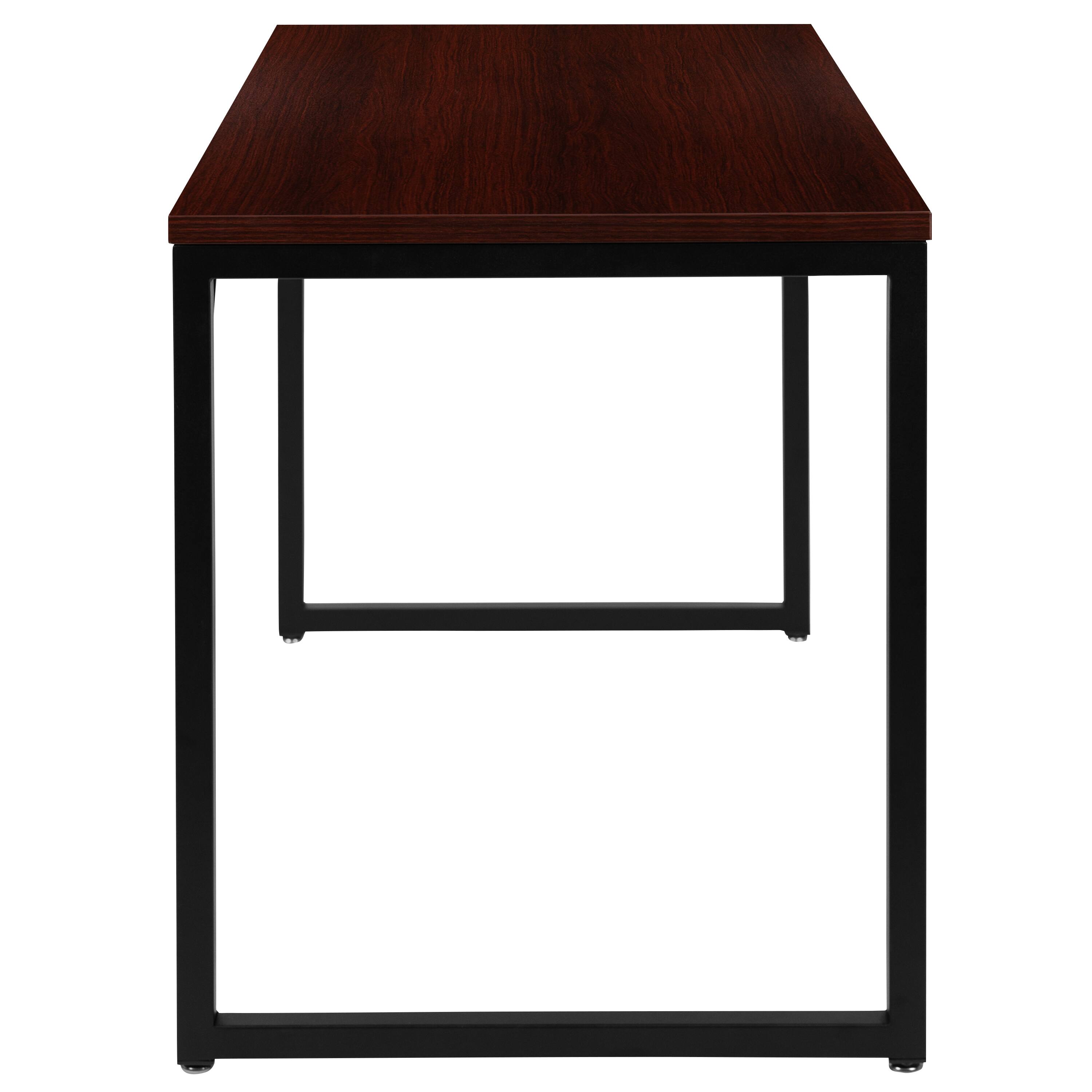 Alt View 7. Emma + Oliver - Industrial Modern Desk-47"L Commercial Grade Home Office Desk - Mahogany Top/Black Frame.