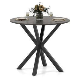 Gymax - 36'' Round Farmhouse Dining Table for 4 w/Stable Intersecting Pedestal Base - Black