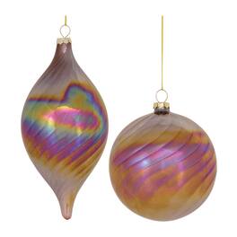 BreeBe - Irredescent Glass Swirl Ornament (Set of 6) - Bronze, Purple