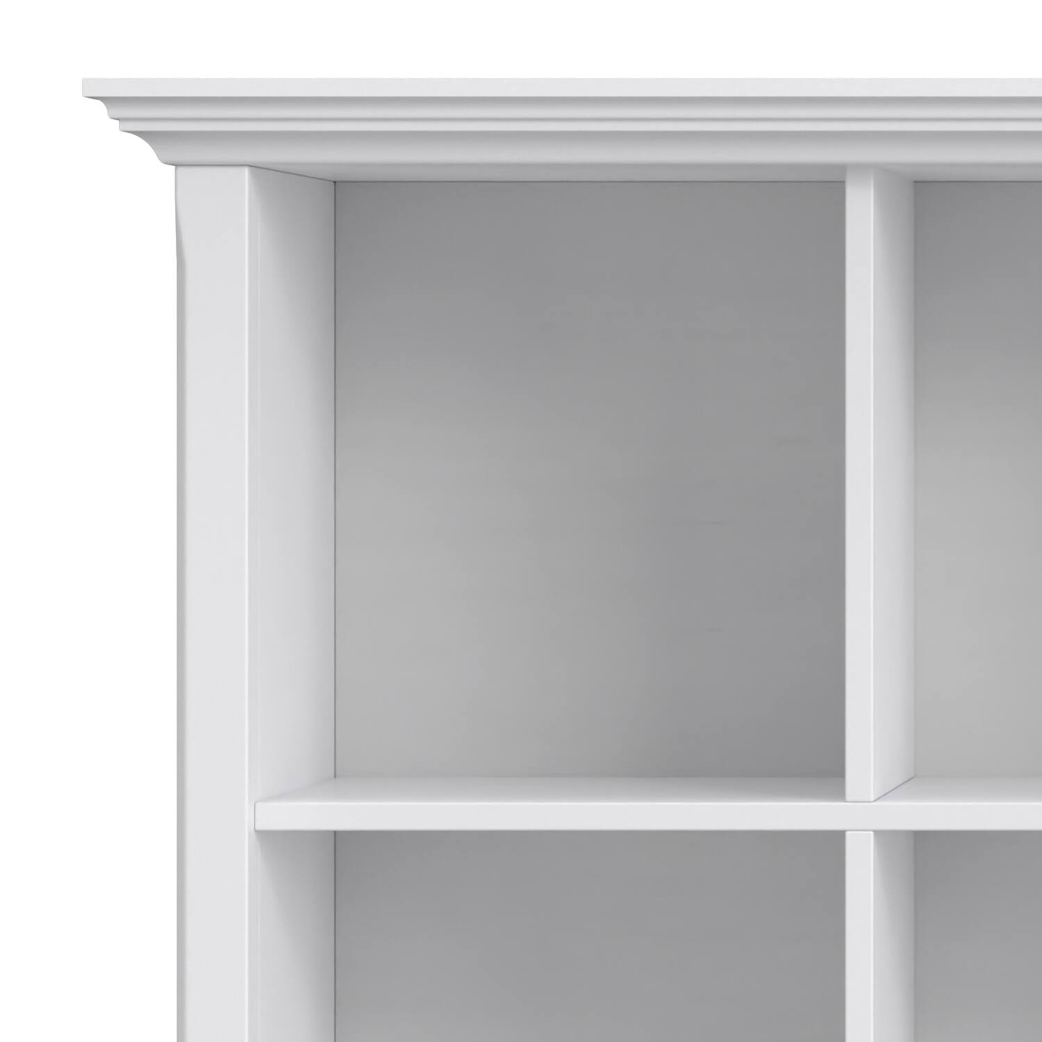 Alt View 5. Simpli Home - Amherst 57 inch Wide Solid Wood Transitional 8 Cube Storage Sofa Table in White - White.