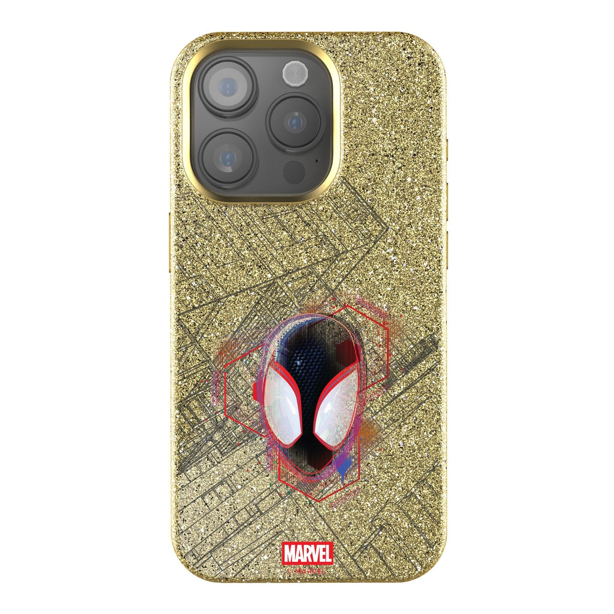 Front. Keyscaper - Marvel Badge Gold Bling Phone Case - Apple iPhone 14 Pro Max - Miles Morales 1.