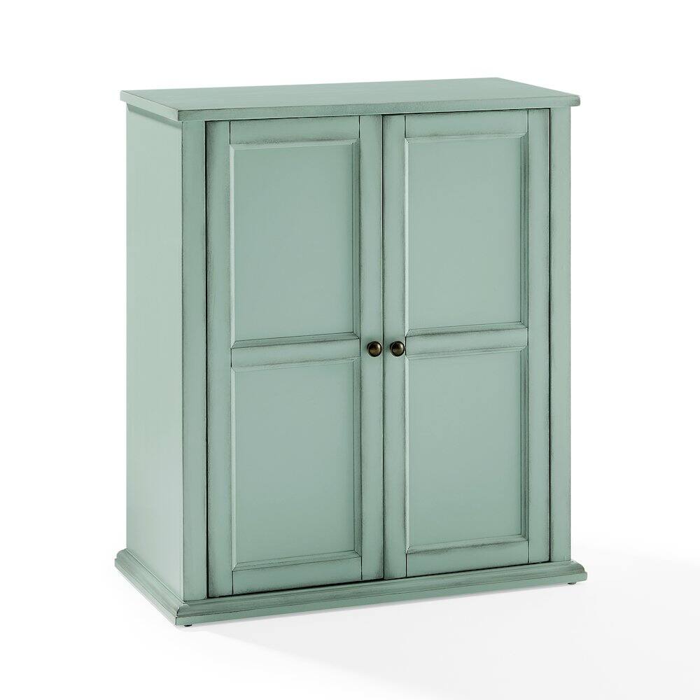 Alt View 2. Crosley Furniture - Holbrook Stackable Kitchen Storage Pantry - Distressed Seafoam Blue.
