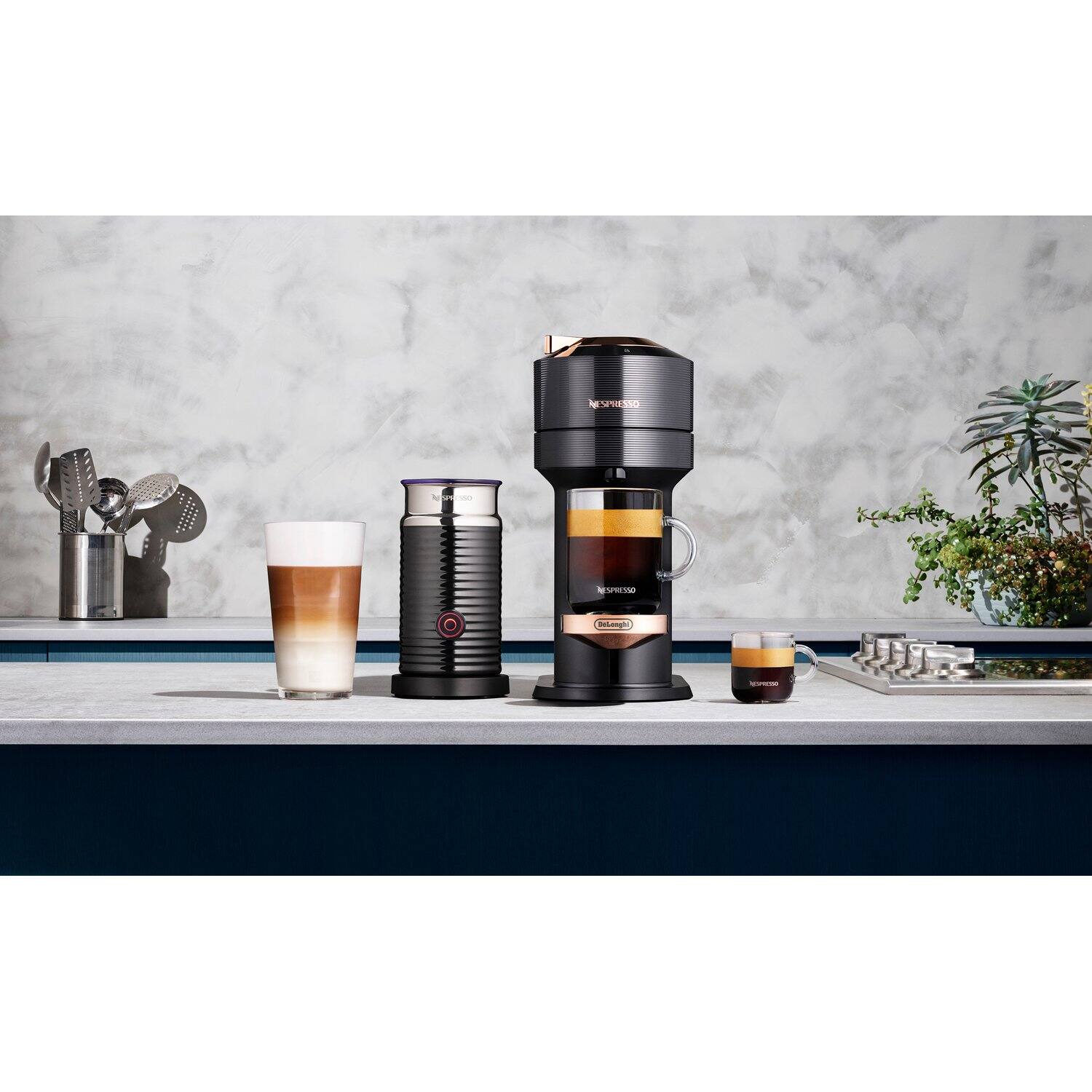 Alt View 8. Nespresso - Vertuo Next Premium Coffee and Espresso Maker in Black Rose Gold plus Aeroccino3 Milk Frother in Black - Black Rose Gold.