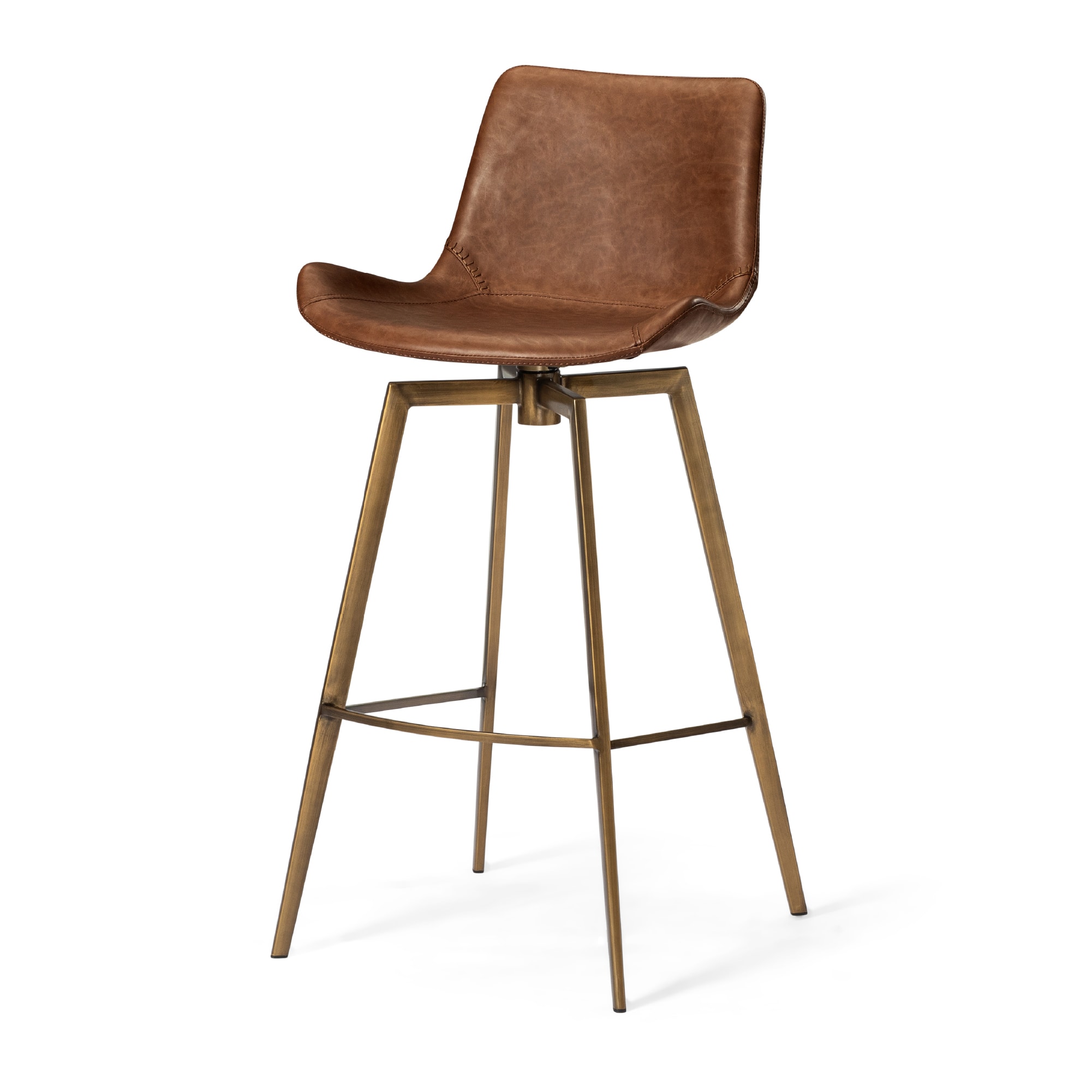 Maven Lane - 30" Victor Bar Stool In Frame With Vegan Leather - Antiqued Brass