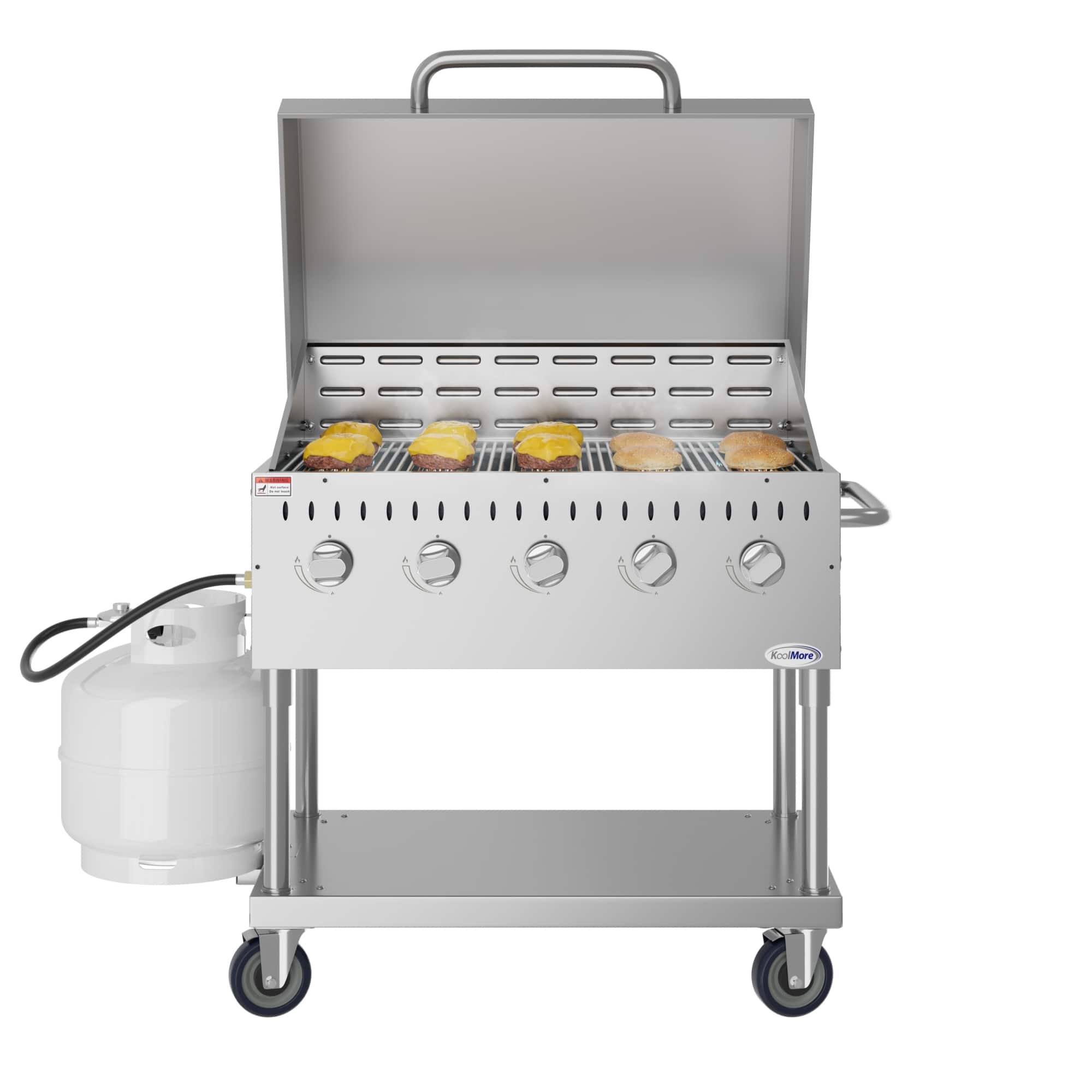 Koolmore - 36 in. Commercial Outdoor Propane Gas Grill With Roll Dome Cover in Stainless-Steel (CGKIT3-36D) - Stainless Steel