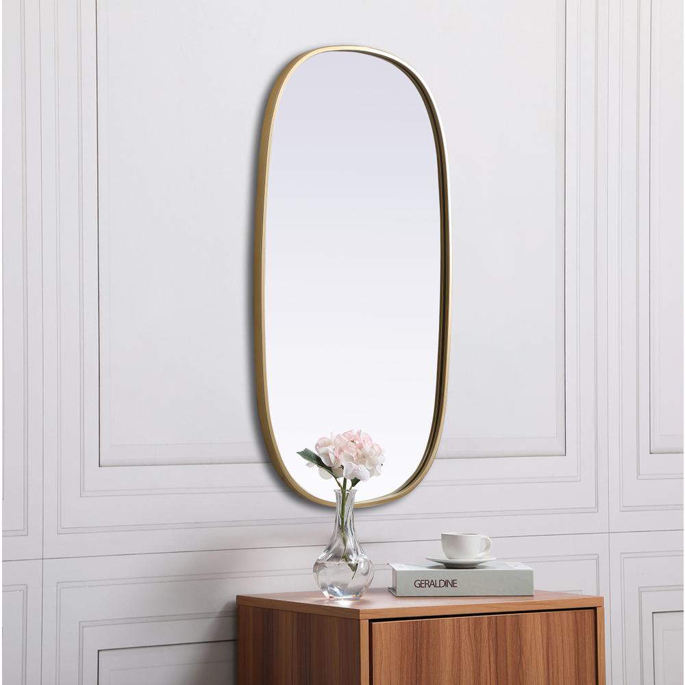 Alt View 7. Elegant Decor - Metal Frame Oval Mirror 20x36 Inch in Brass - Brass.