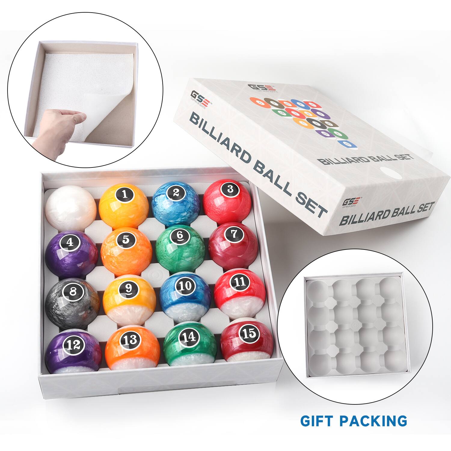 BILLIARD BALL SET, BILLIARD BALL SET, BILLIARD BALL SET, GIFT PACKING
