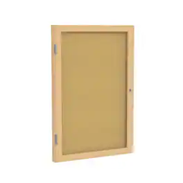 Ghent - 1 Door Enclosed Natural Cork Bulletin Board with Oak Wood Frame, 24"H x 18"W