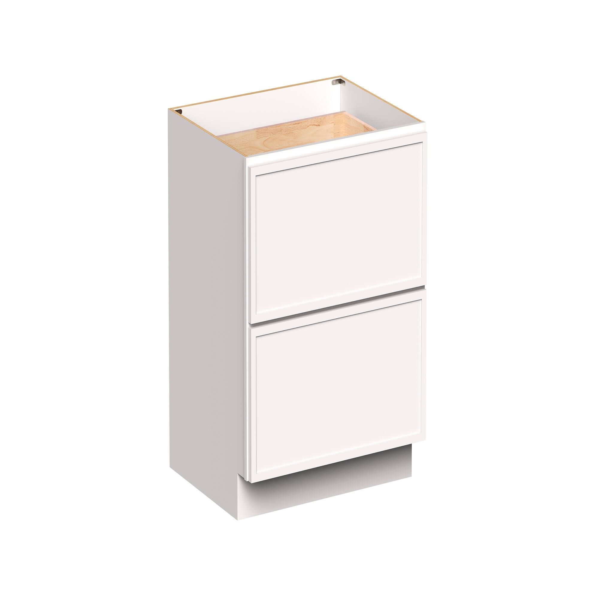 Angle. Boyel Living - 30-in W x 34.5-in H x 24-in D Slim Shaker RTA Kitchen 2-Drawer Base Cabinet with Soft-Close Drawers - Snow White.