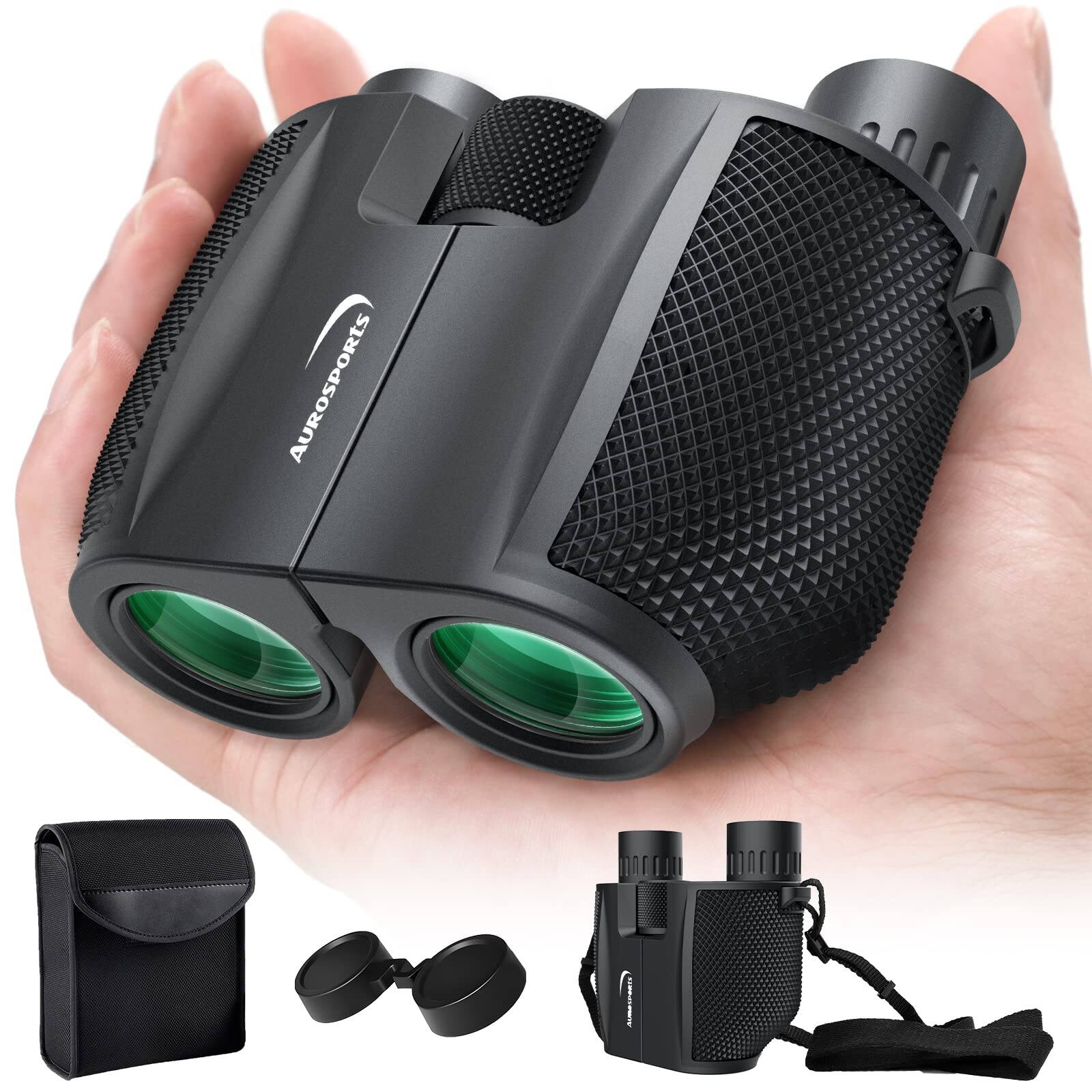 Front. DORLUKFU - 10x25 Binoculars for Adults and Kids, Large View Compact Binoculars with Low Light Vision, Easy Focus Small Binocular.