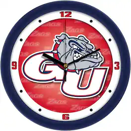MpDirect - Gonzaga Bulldogs 11.5'' Suntime Premium Glass Face Dimension Wall Clock - Multicolor