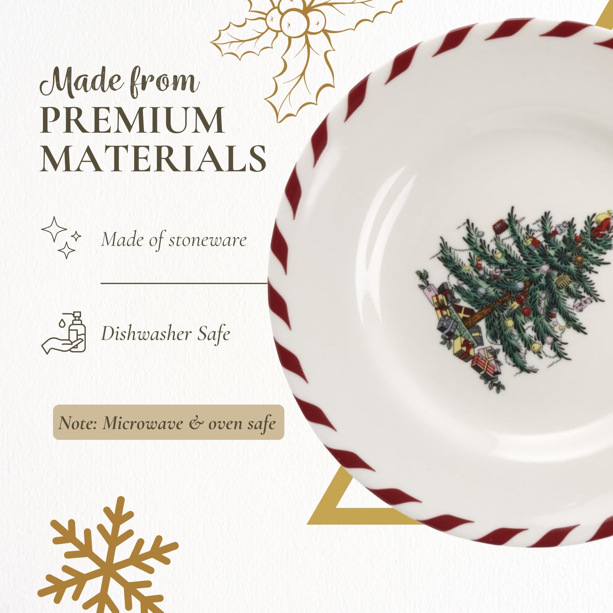 Spode Christmas Tree, 4 Piece Canape Plates Peppermint Multicolored ...