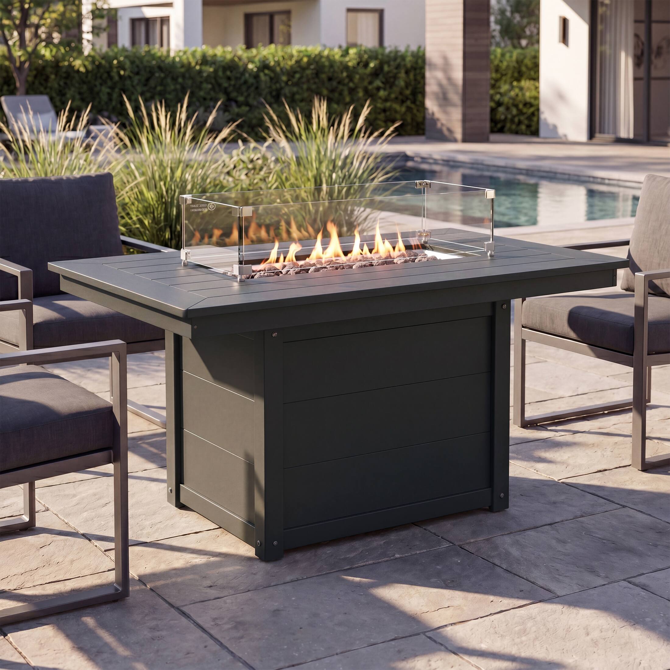 Angle. WestinTrends - WestinTrends Helios 46" Modern Outdoor 55,000 BTU Patio Gas Propane Rectangle Deck Fire Pit Table - Gray.