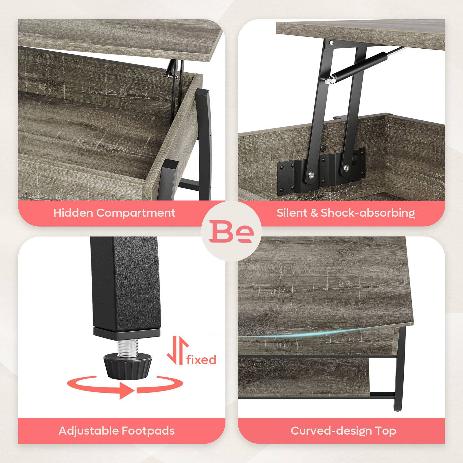 Hidden Compartment Be Silent & Shock-absorbing 1 fixed Adjustable Footpads Curved-design Top