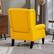 Alt View 7. Homcom - Mid-Century Modern Accent Chair, High Wingback Chair, Button-Tufted Upholstered Fabric Armchair - Yellow.