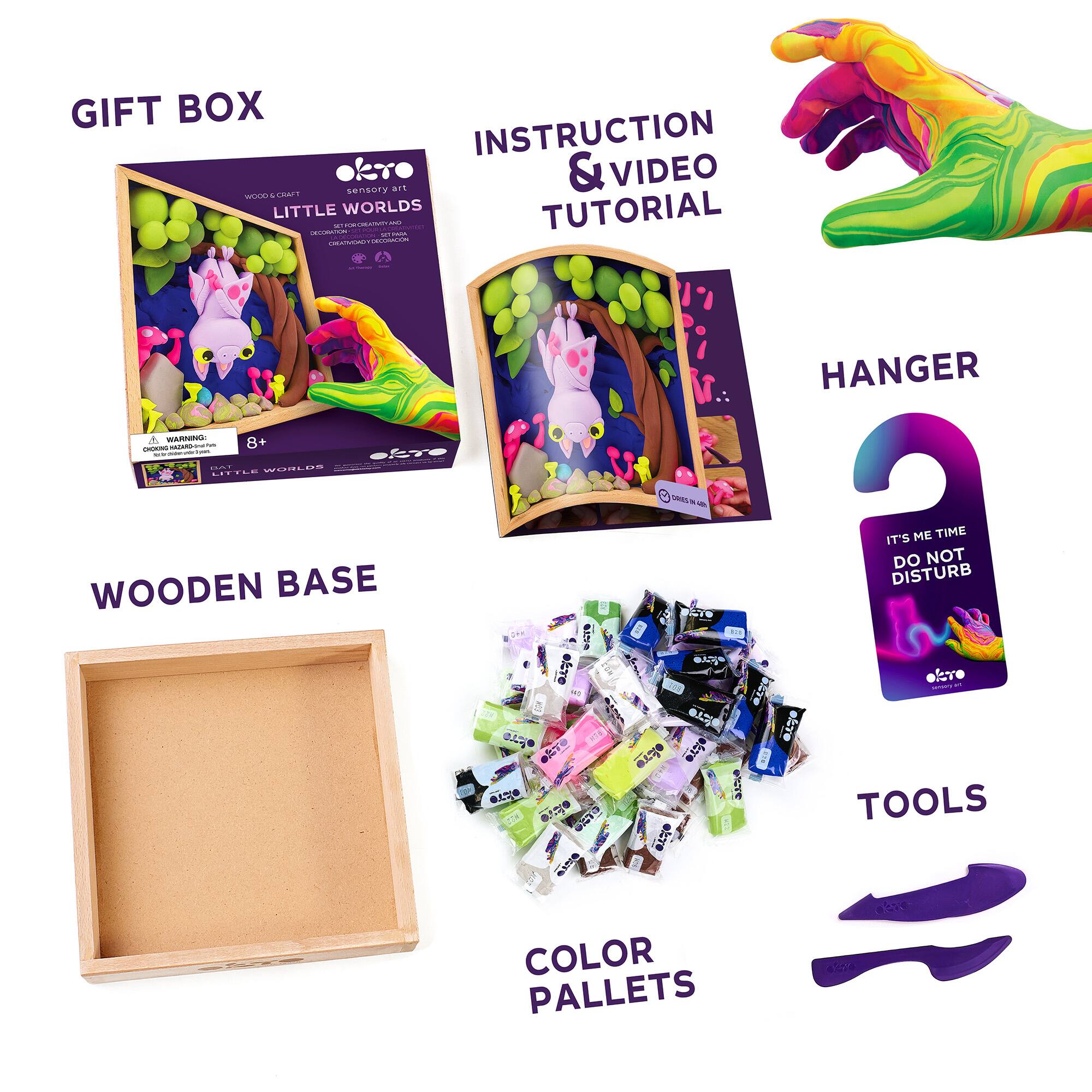 GIFT BOX  
INSTRUCTION & VIDEO TUTORIAL  
HANGER  
WOODEN BASE  
COLOR PALLETS  
TOOLS