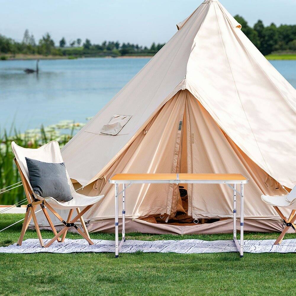 Alt View 6. Resenkos - Resenkos Portable Multi-Use Folding Table 4Ft - Wood Grain Design, Versatile Tabletop For Home, Wood Grain Color - Wood Grain Color.