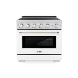 ZLINE - 36 in. 5.2 cu. ft. Paramount Freestanding Induction Range with 5 Burners and Electric Oven in Satin Steel w/ white Door - Matte White