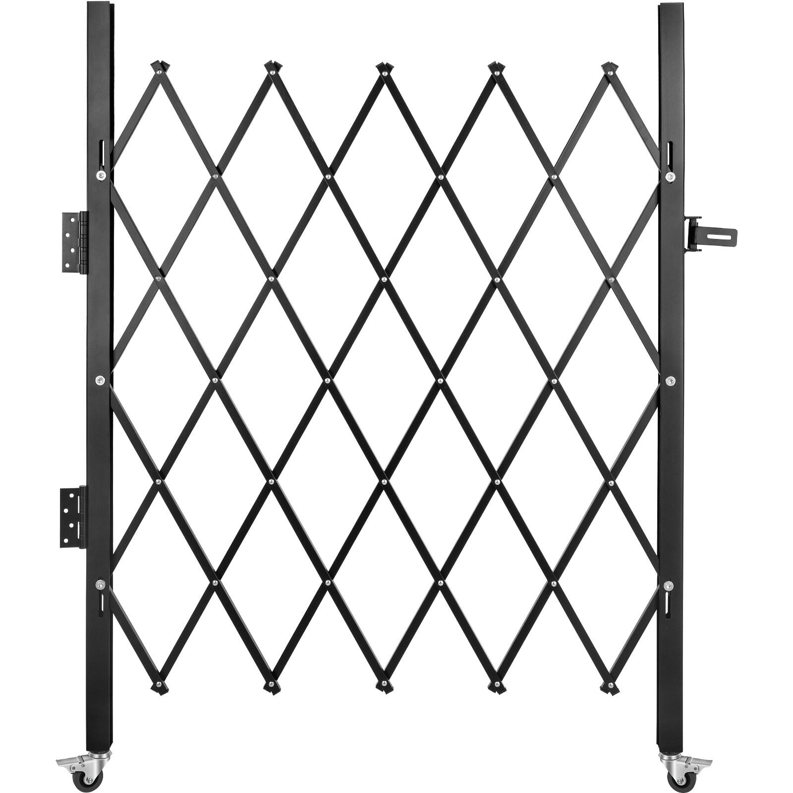 Front. VEVOR - Single Folding Security Gate, 63.39" H x 70" W Folding Door Gate, Steel Accordion Security Gate, Expanding Security Gate - Black.