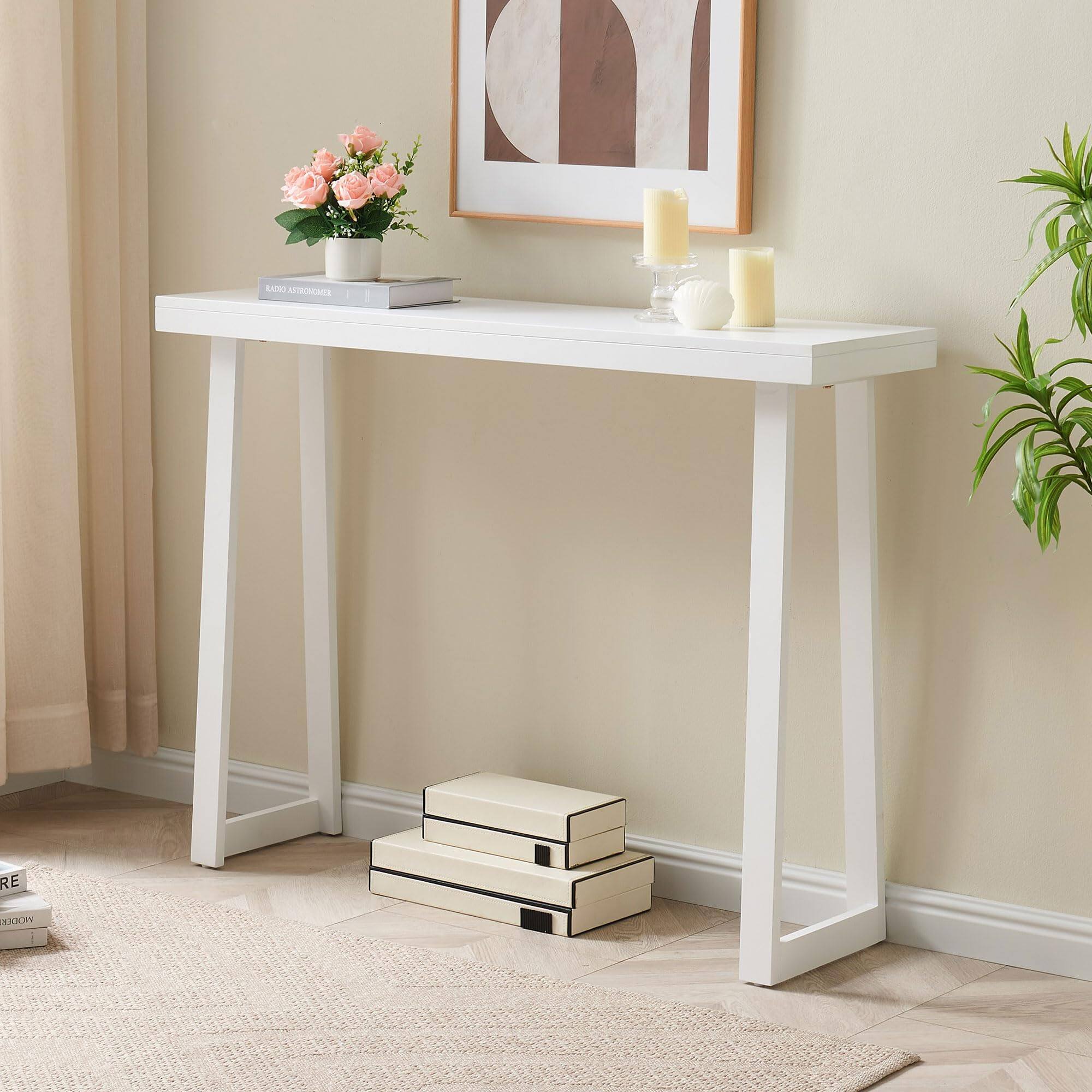 Back. Kings Brand Furniture - Kings Brand Furniture Claude Narrow Console Table - Open White.