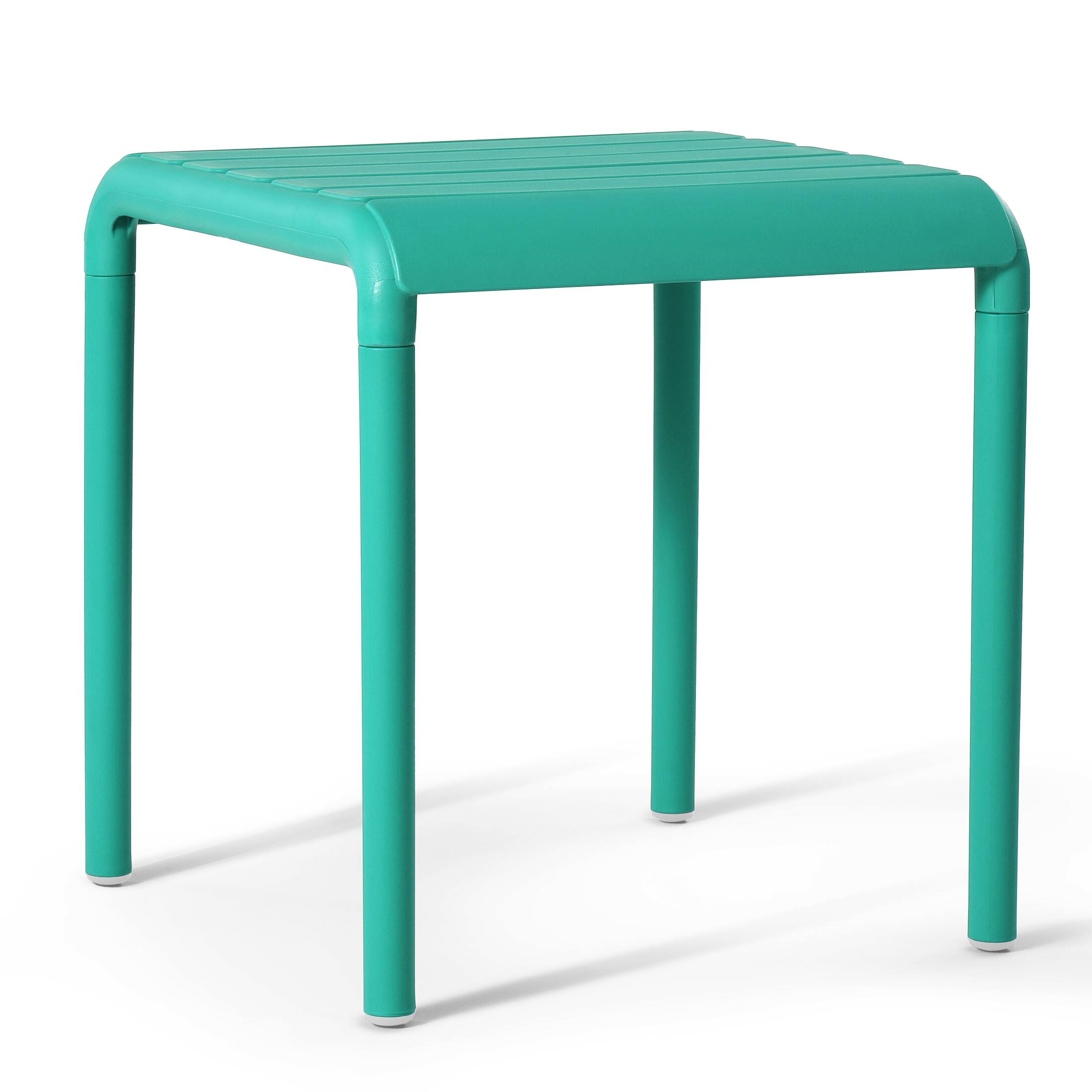 Left. WestinTrends - WestinTrends Playa Plastic Modern Outdoor Patio Accent Side Tables (Set of 2) - Turquoise.