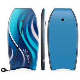 Costway - 37" Lightweight Body Board with EPS Core XPE Deck HDPE Bottom Crescent Tail - Blue + White