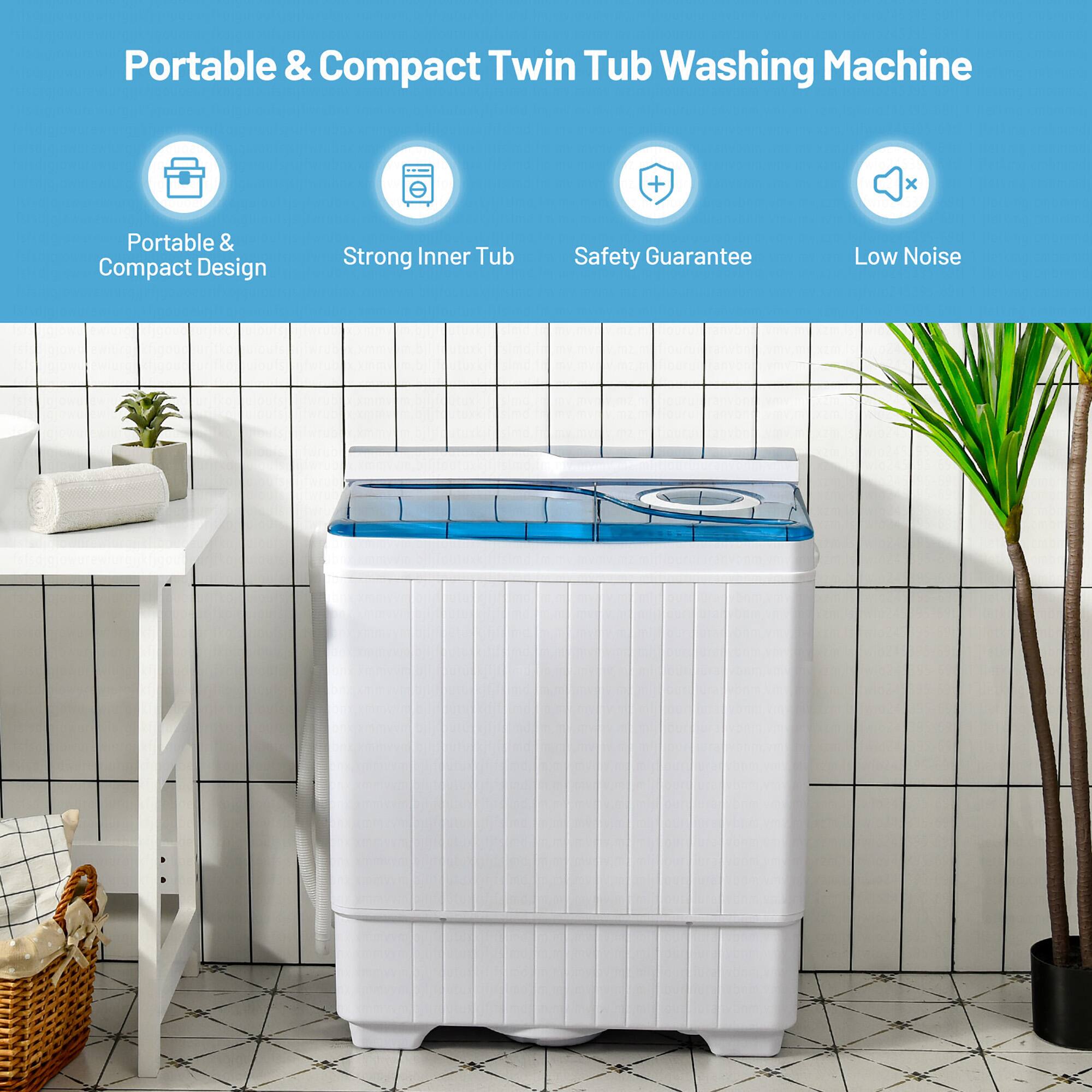 Portable & Compact Twin Tub Washing Machine:

* Portable & Compact Design
* Strong Inner Tub
* Safety Guarantee
* Low Noise