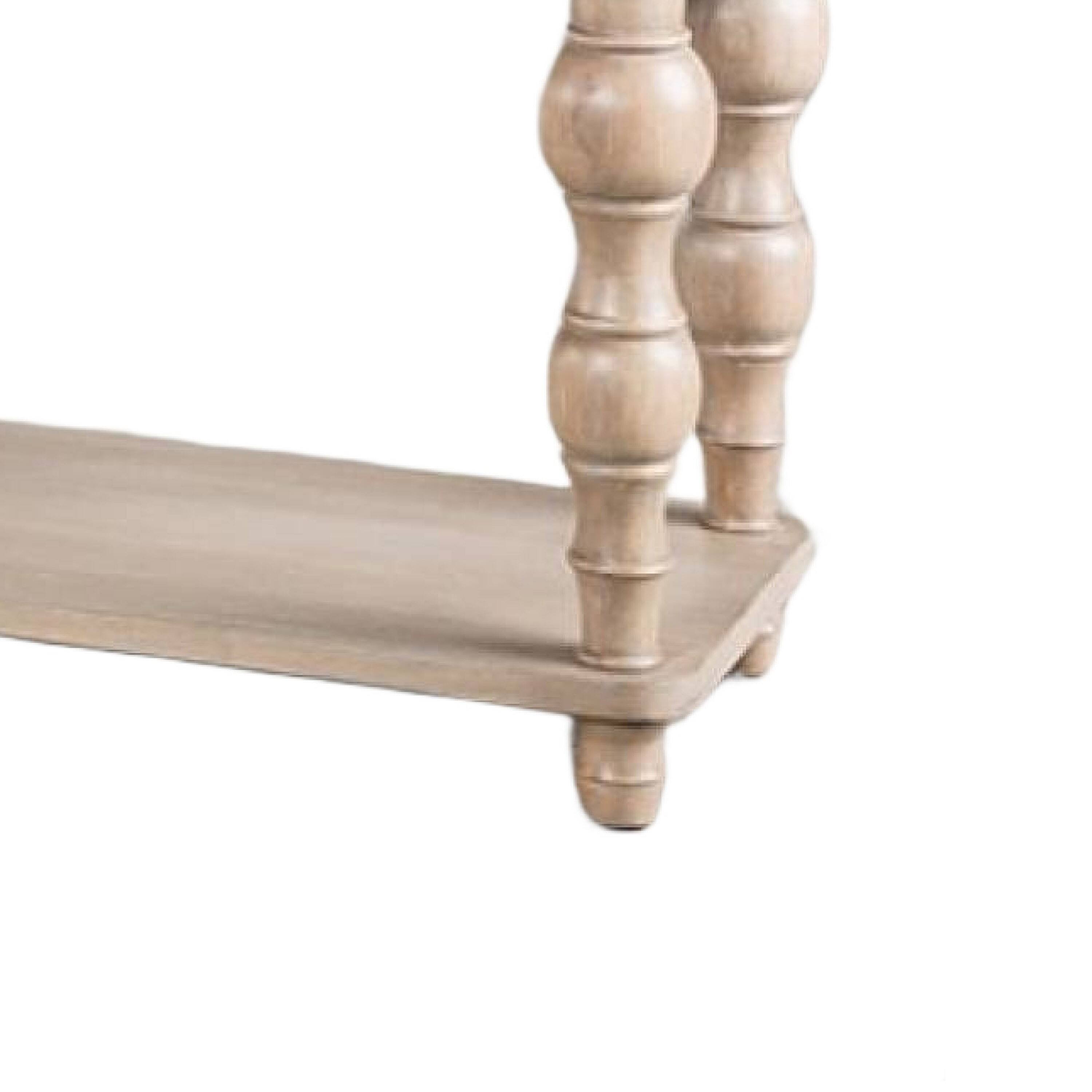 Alt View 3. Manhattan Lane - Cherie Sofa Table, 3 Drawers, Shelf, Light White Washed Wood, 64 Inch - White Wash Brown, Black.