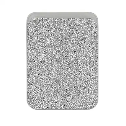 Front. Entronix - Entronix Rhinestone Magnetic Wallet Attachment for MagSafe & Magnetic Phone Cases – Glitter Card Holder Accessory - Silver.