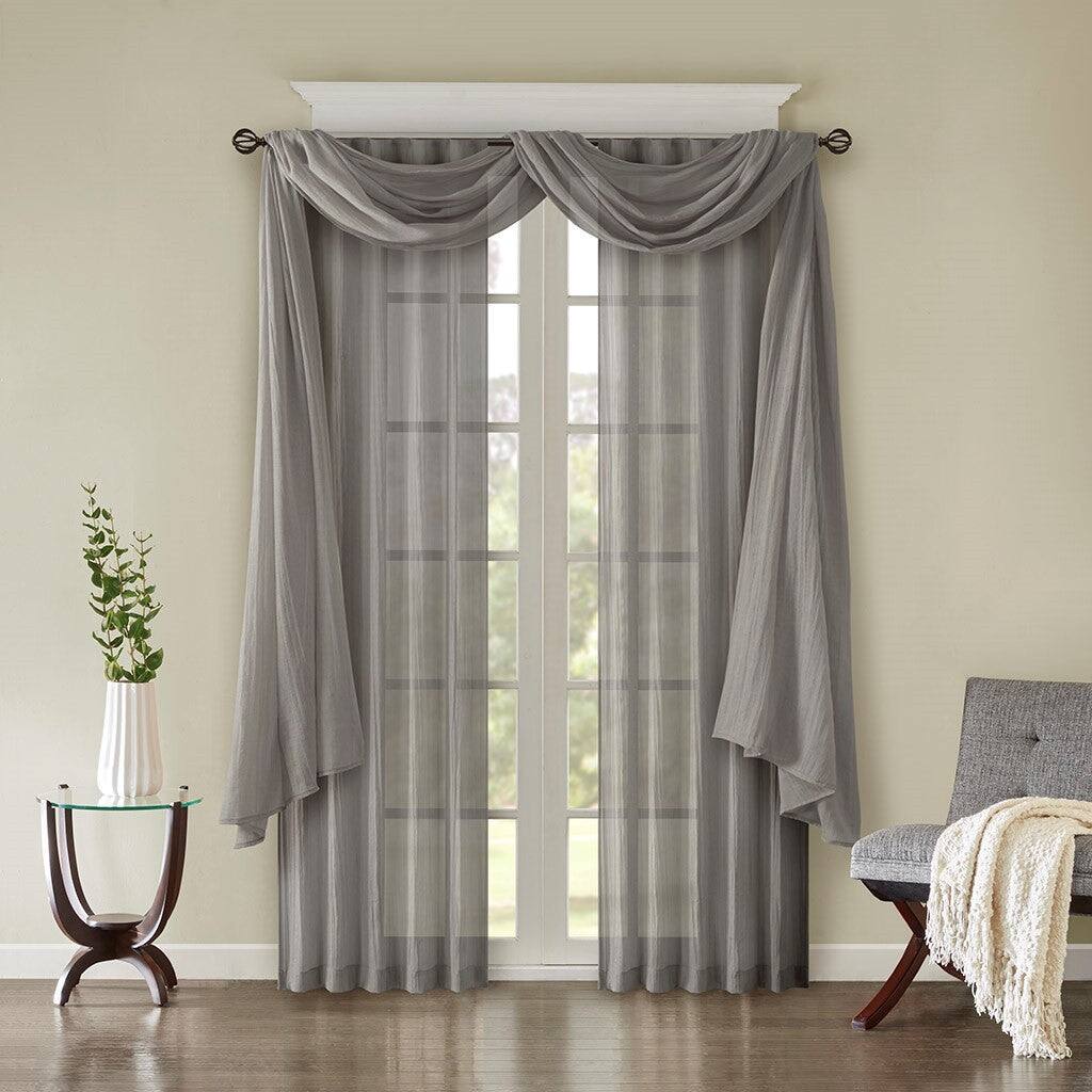 Alt View 7. BreeBe - Solid Crushed Curtain Panel Pair(2 Pcs Window Panels) - Grey.