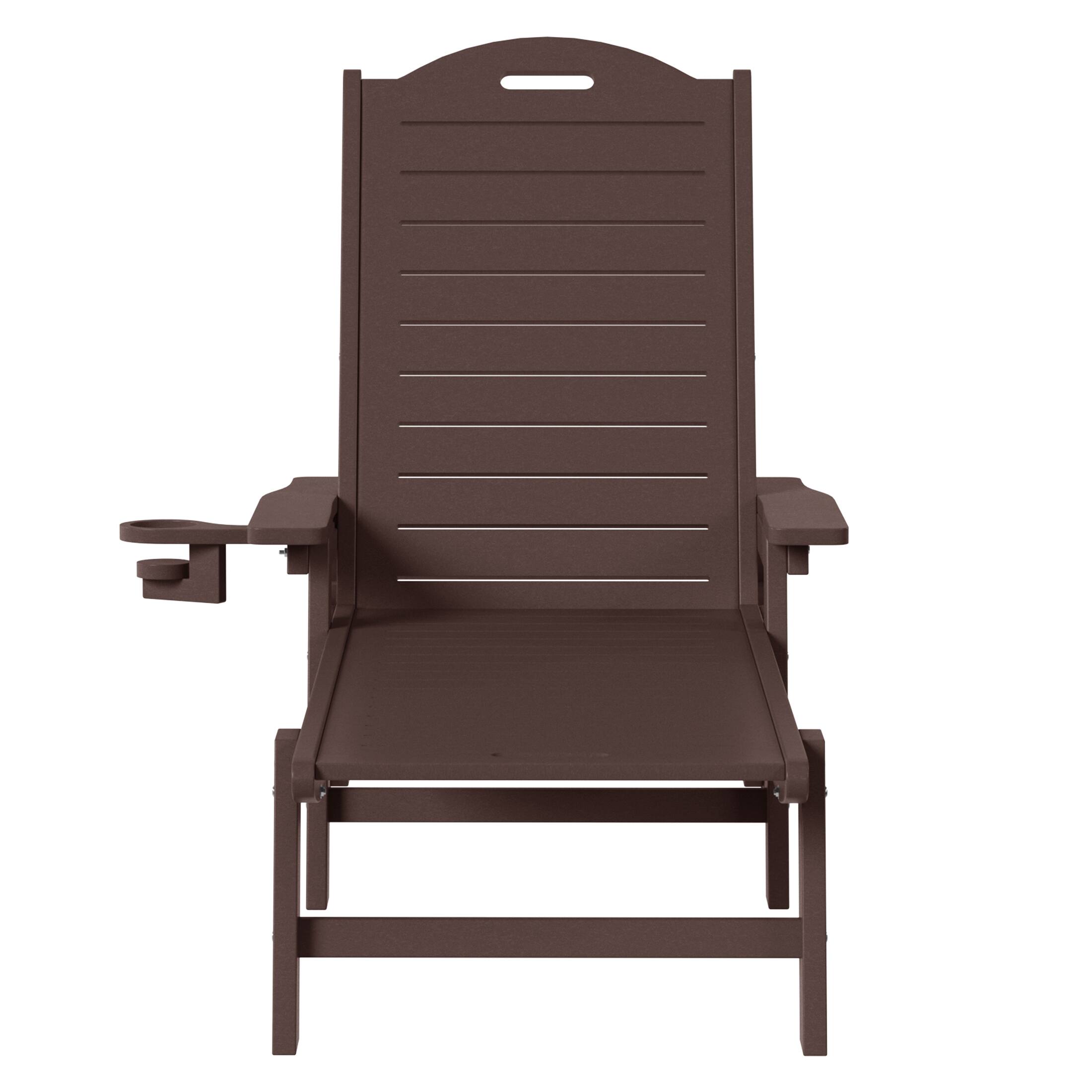 Left. WestinTrends - WestinTrends Aruba Outdoor HDPE Patio Chaise Lounges With Wheels & Cup Holder (Set of 4) - Dark Brown.