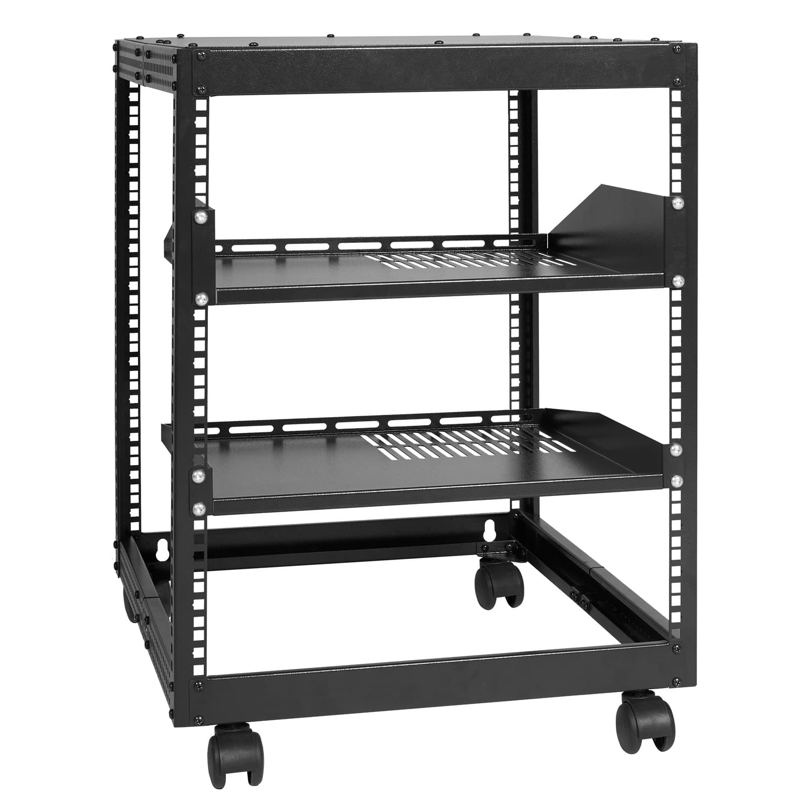 VEVOR - 12U Open Frame Server Rack, 23-40 in Adjustable Depth, Free Standing or Wall Mount Network Server Rack, 4 Post AV Rack - Black