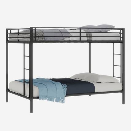Front. GOODSILO - Multi-Functional Full Size Metal Bunk Bed with Robust Square Tube Frame for Space Optimization - Black.