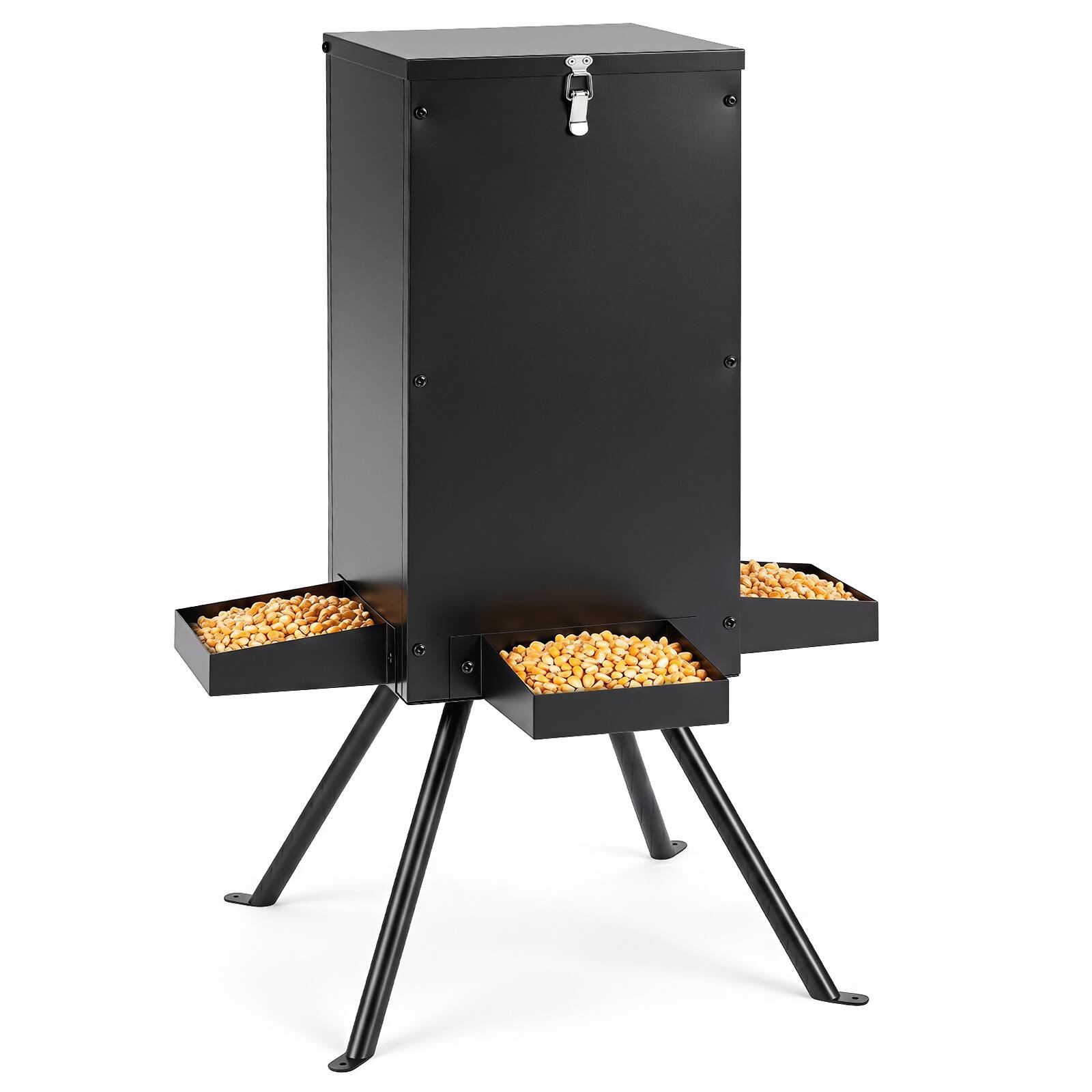 Alt View 9. Costway - Costway 90LB Gravity Deer Feeder with 4 Feeding Trays and 4-Leg Stand for Hunting, Farm - Black.