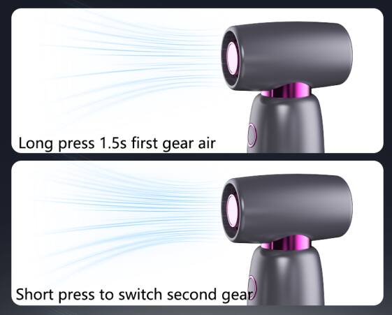 Long press 1.5s first gear air  
Short press to switch second gear