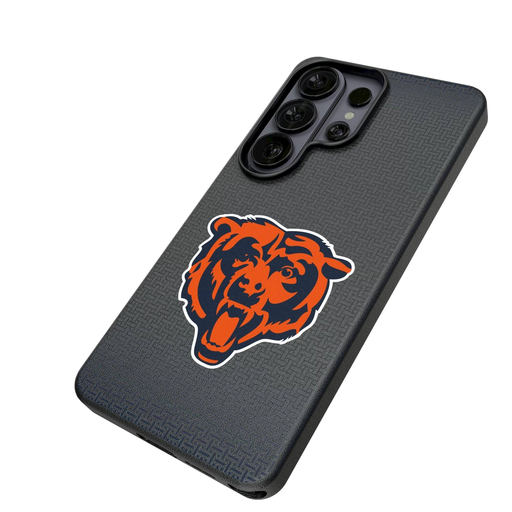 Alt View 1. Keyscaper - Chicago Bears Linen Galaxy Magnetic Bump Case - S25 - Black.